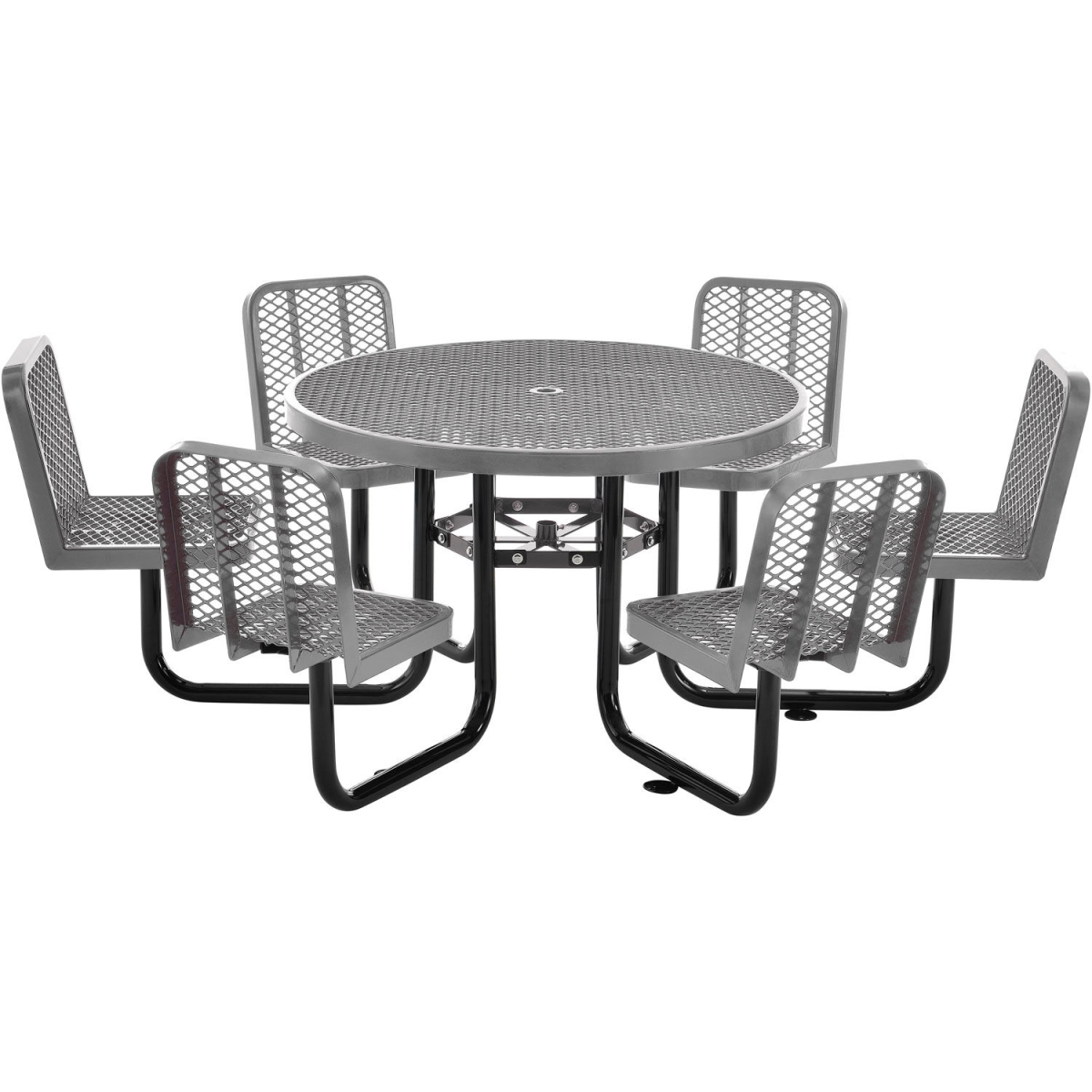 Round Picnic Table - Gray - 46 in. - 6 Seats - Corrosion-Resistant