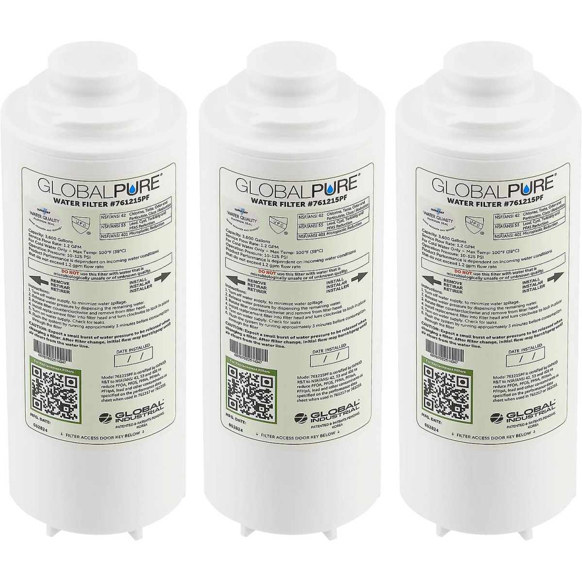 Picture of Global Industrial 761215PF-3PK Pure Replacement Water Filter - PFAS & Microplastic - 3600 gal - Pack of 3