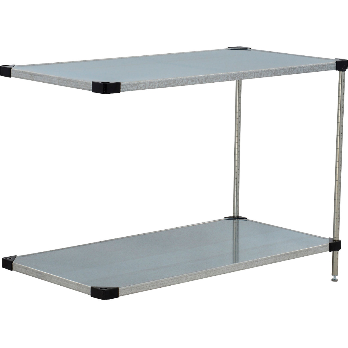 Global Industrial A24723SZ2 Nexel 2 Shelf Galvanized Steel Solid Shelving Unit Add On, Gray - 72 x 24 x 34 in.