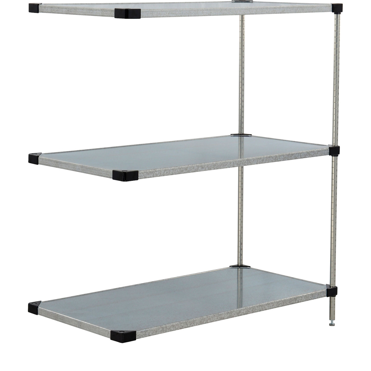 Global Industrial A24725SZ3 Nexel 3 Shelf Galvanized Steel Solid Shelving Unit Add On, Gray - 72 x 24 x 54 in.