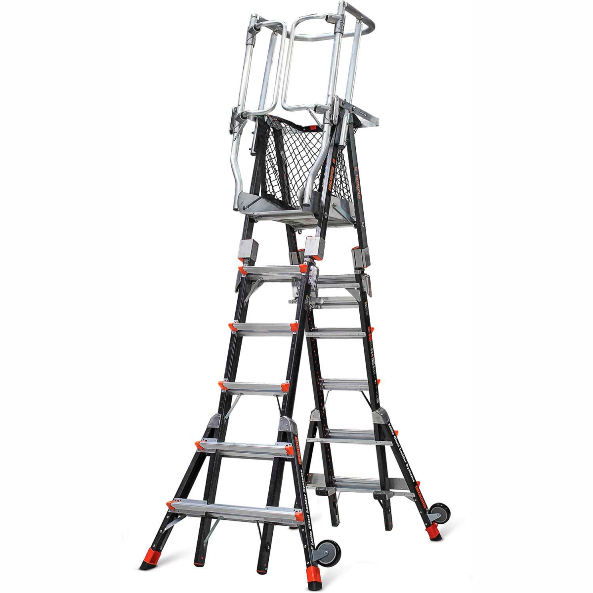 Little Giant Safety Compact Cage Model 6 Ft. to 10 Ft. IAA FG with Side Tip Wheels and Ratchet Levelers - 19506-815