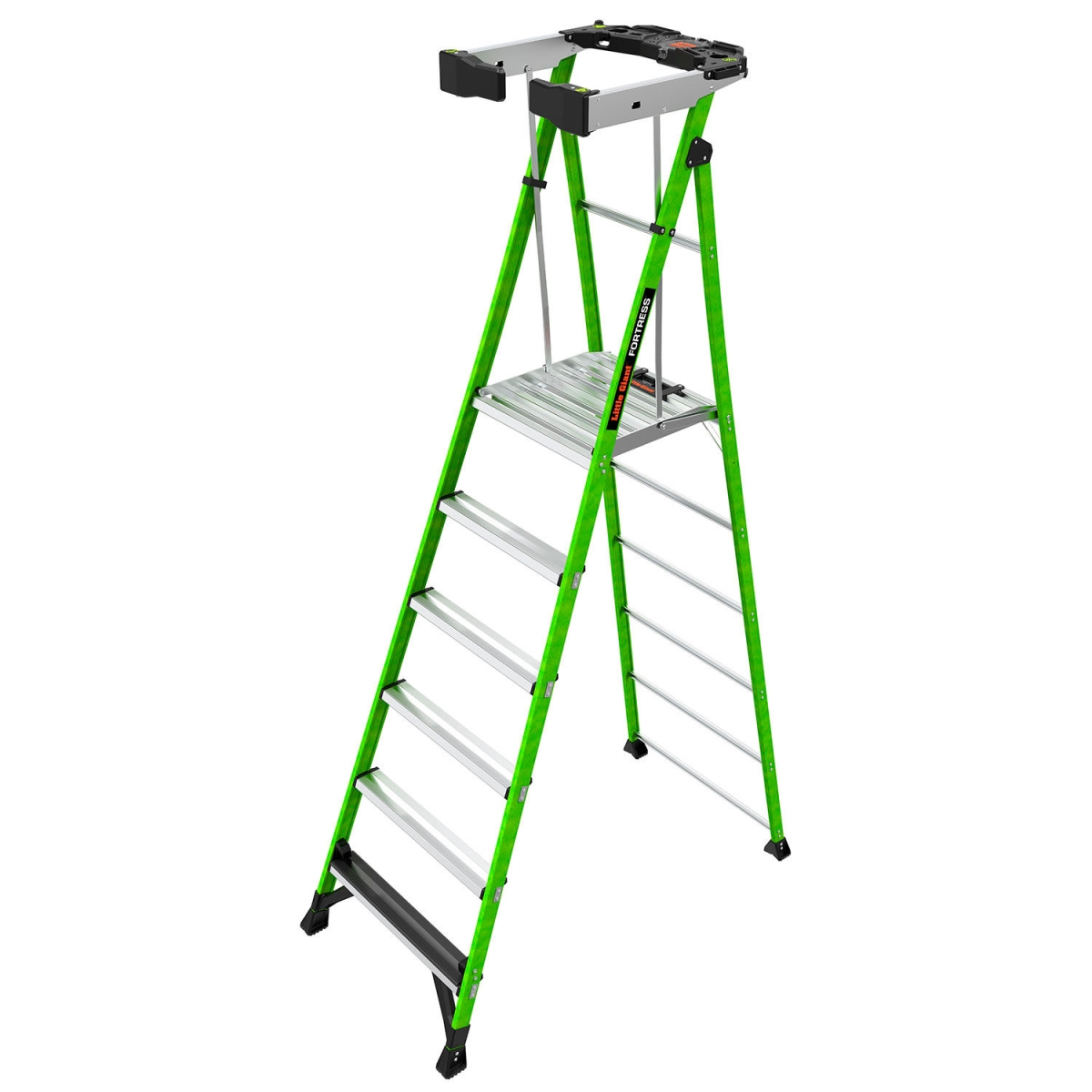 B3144975 Fortress Platform Ladder with Wraparound Enclosure - 6 ft. Type IAA - 6 Step - Green - 375 lbs