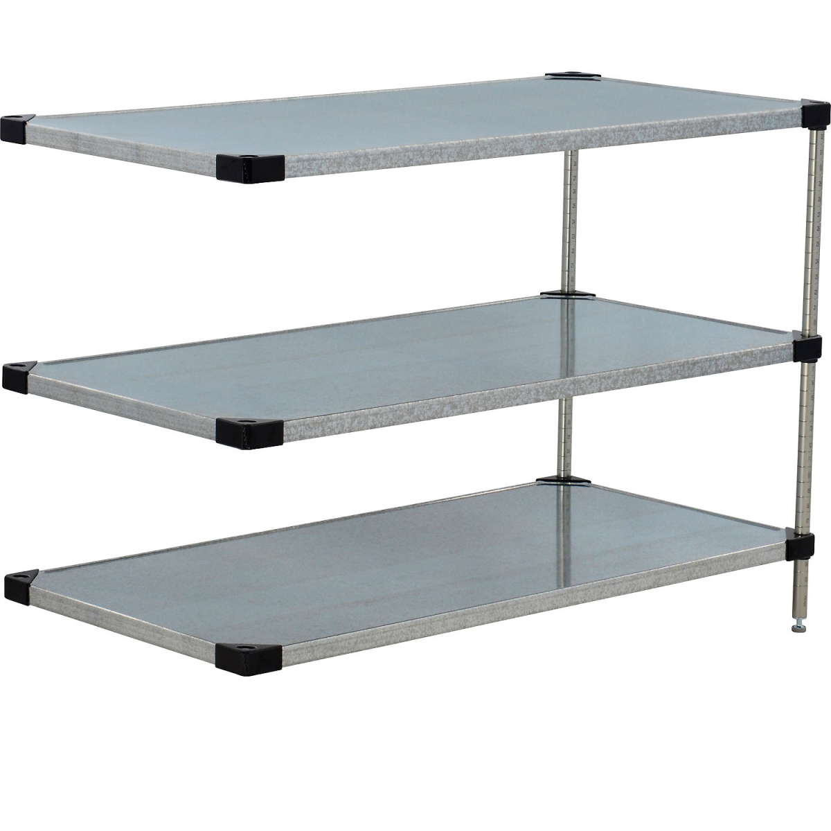 Global Industrial A24723SZ3 Nexel 3 Shelf Galvanized Steel Solid Shelving Unit Add On, Gray - 72 x 24 x 34 in.