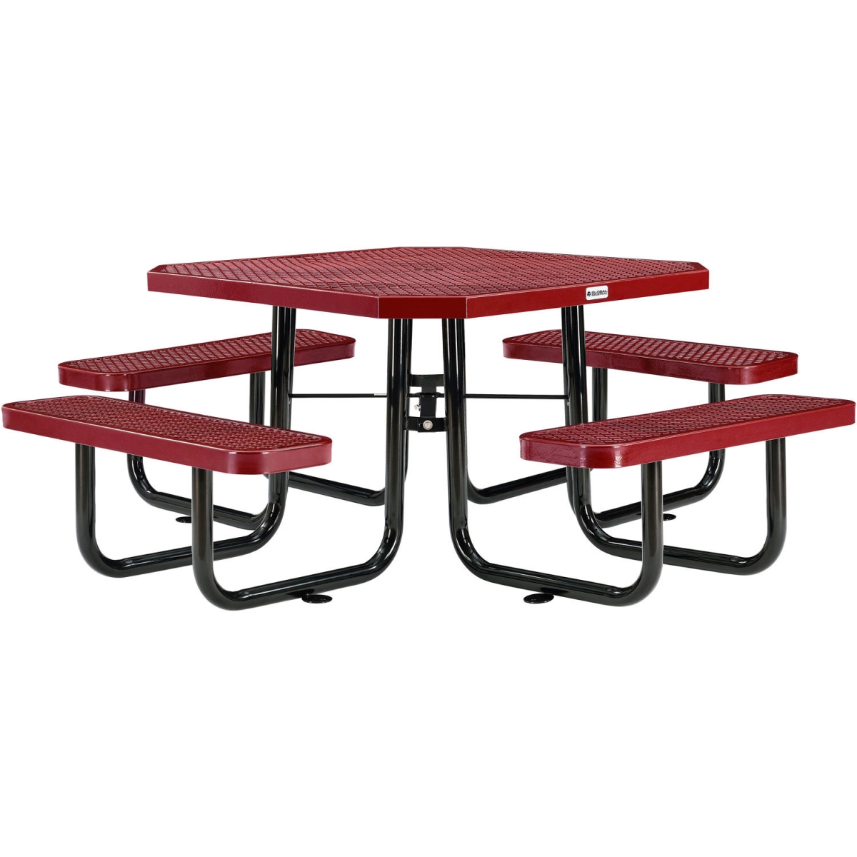 Global Industrial 436982RD 46 in. Octagonal Picnic Table - Expanded Metal - Red