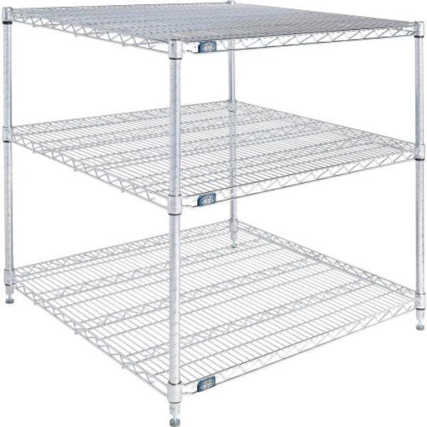 Global Industrial 30363C3 Nexel 3 Shelf Chrome Wire Shelving Unit Starter, Chrome - 36 x 30 x 34 in.
