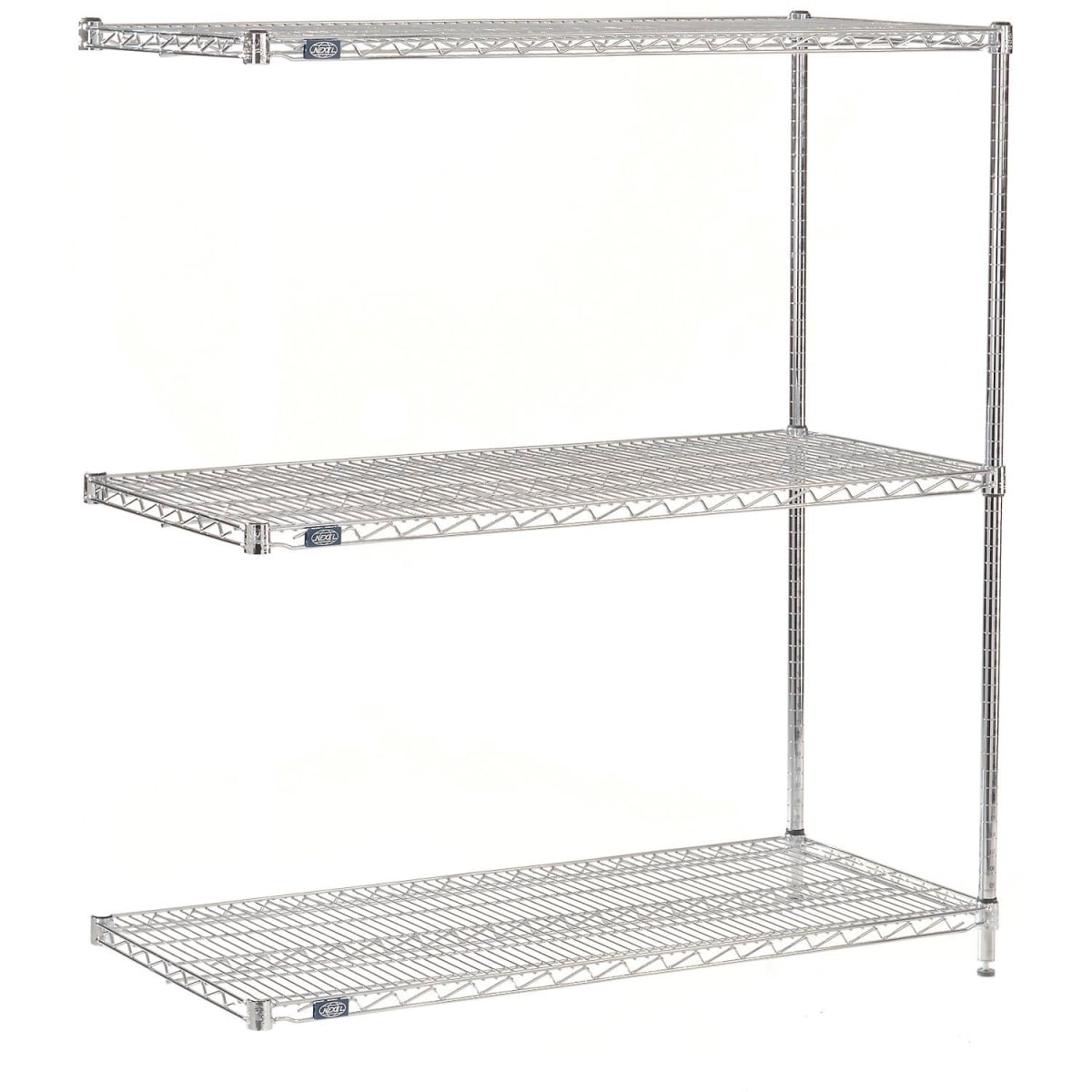 Global Industrial A30483C3 Nexel 3 Shelf Chrome Wire Shelving Unit Add On, Chrome - 48 x 30 x 34 in.