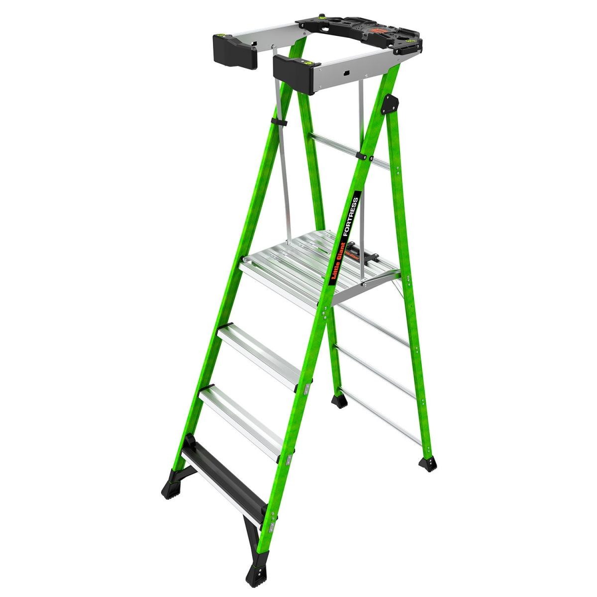 B3145165 Fortress Platform Ladder with Wraparound Enclosure - 4 ft. Type IAA - 4 Step - Green - 375 lbs