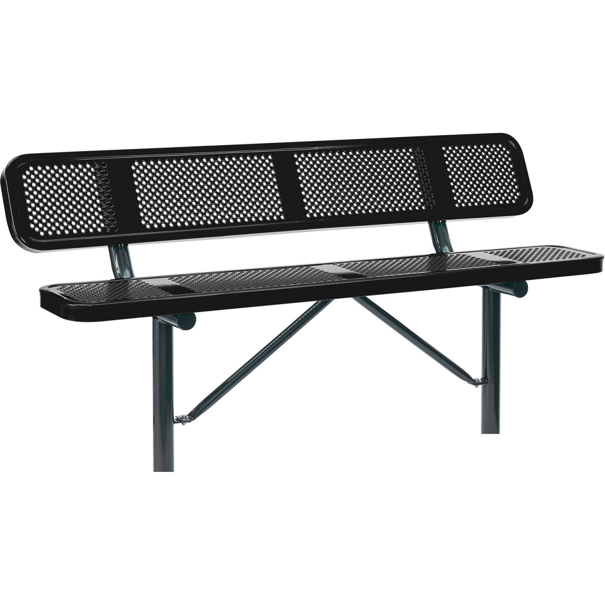 Outdoor Steel Bench - Black - 6 ft - In Ground Mount - Durable Design