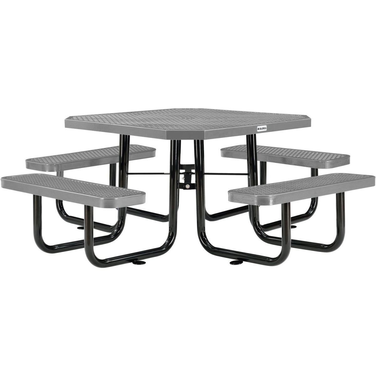 Global Industrial 436982GY 46 in. Octagonal Picnic Table - Expanded Metal - Gray