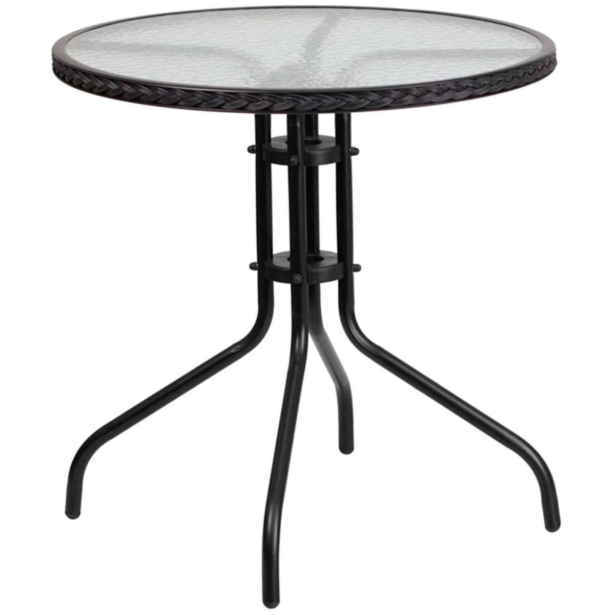 Round Tempered Glass Table - Black - 28 in. - Indoor/Outdoor Use