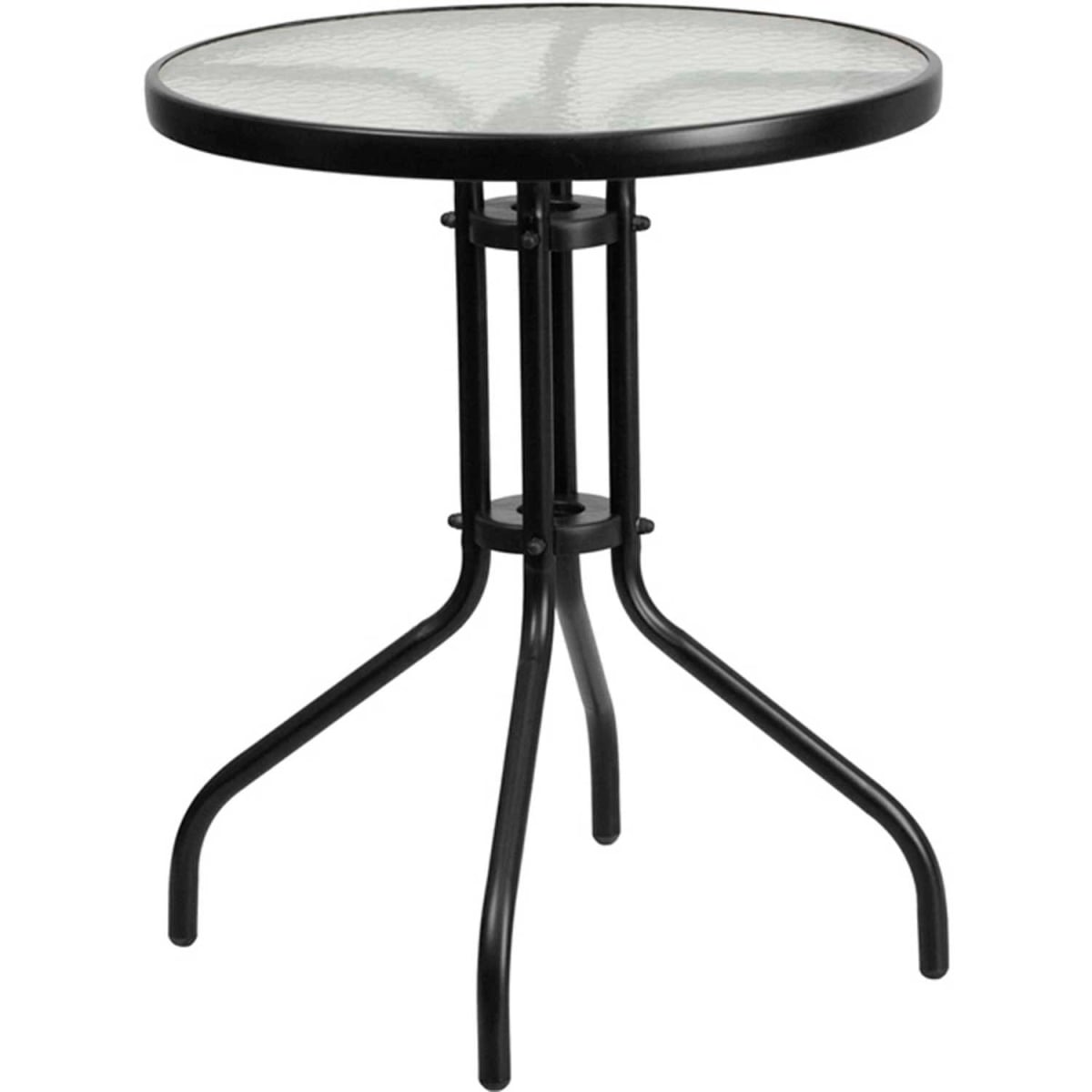 Round Tempered Glass Table - Black - 23.75 in. - All-Weather Use