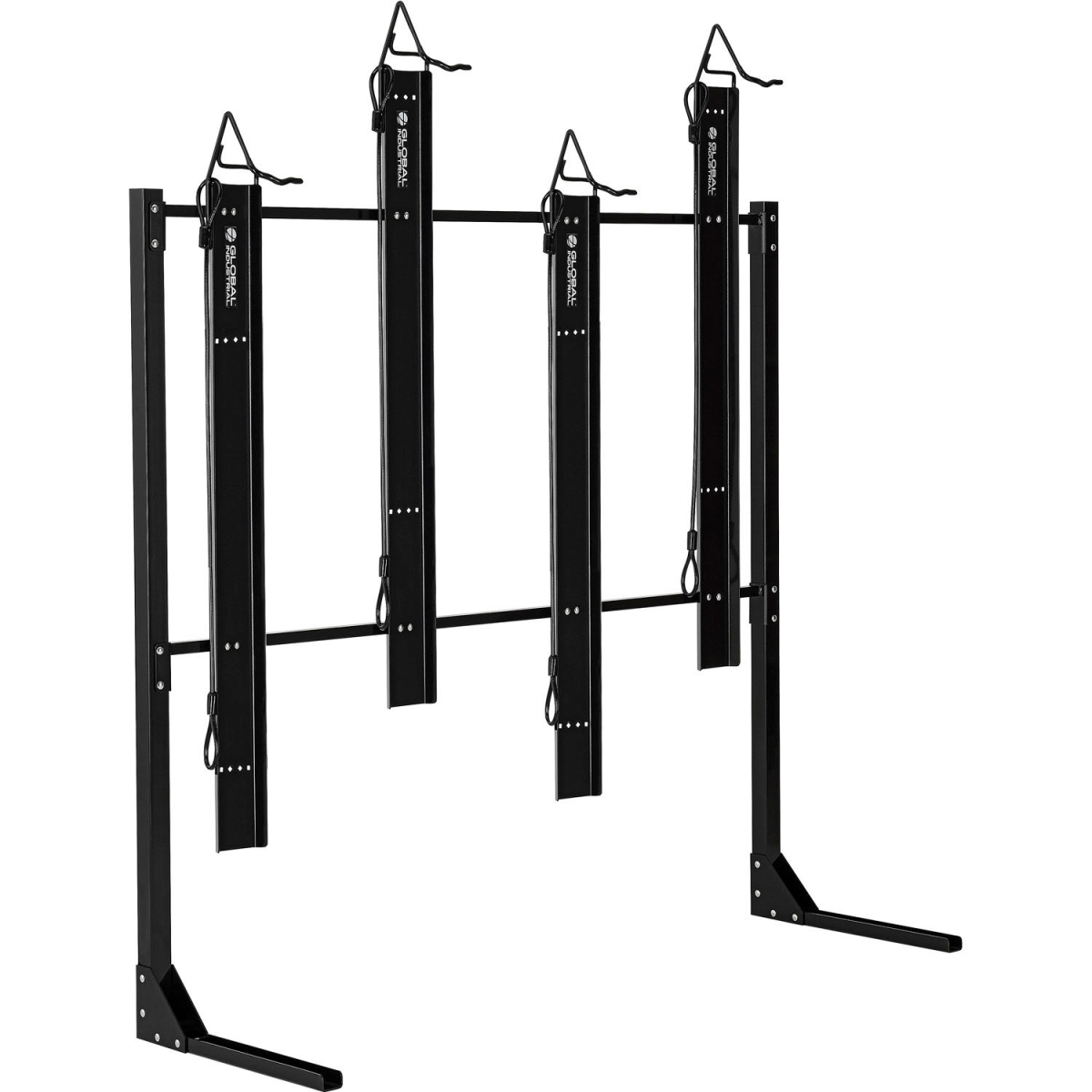 Picture of Global Industrial 670516 Indoor Vertical Fat Tire Bike Rack - Lockable - 4 Bike Capacity - Black