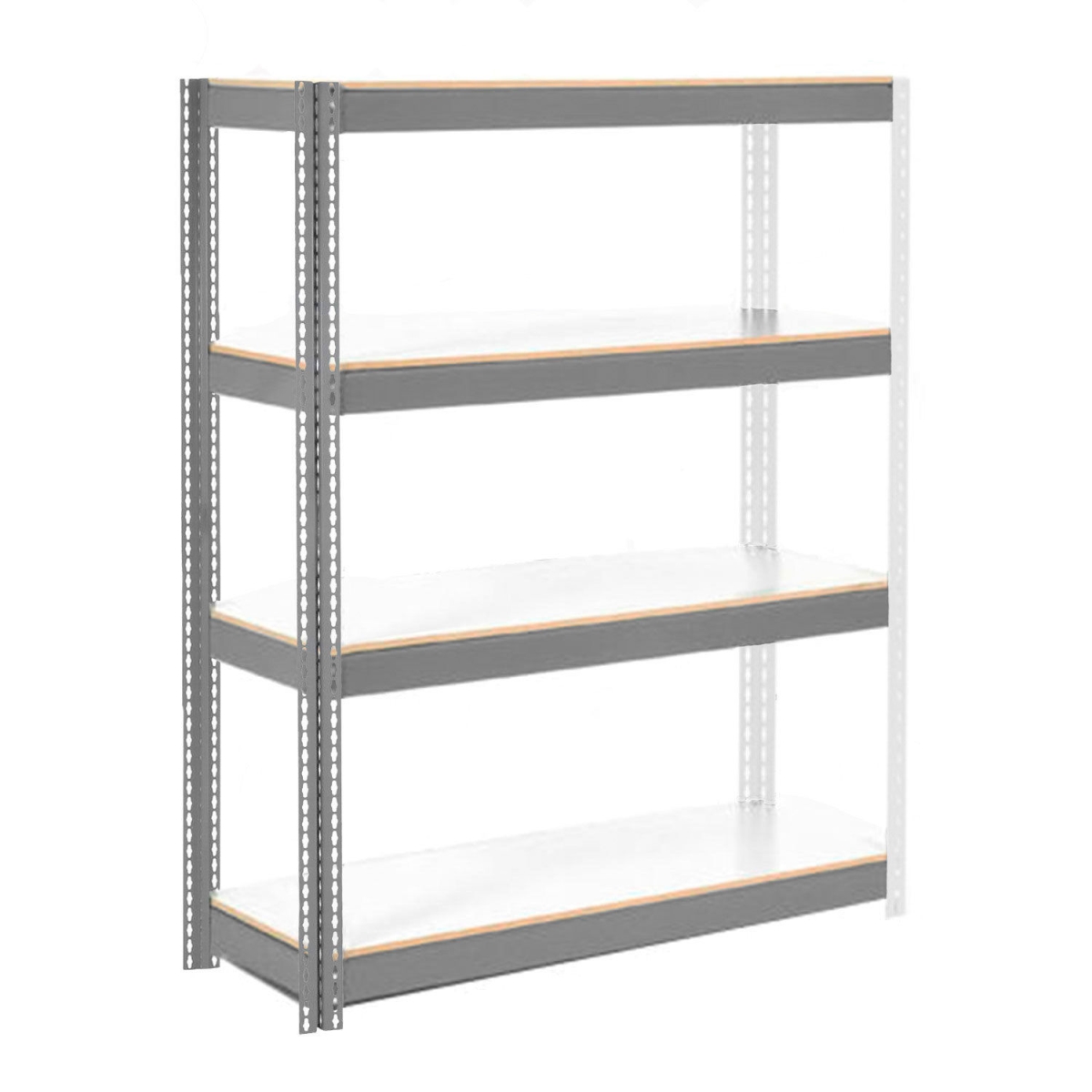 Global Industrial UABD18486L4 4 Shelf Heavy Duty Boltless Shelving Add On - Laminate Deck, White - 48 x 18 x 60 in.