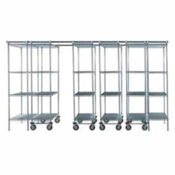 Global Industrial ST2177931C 14 ft. Nexel Space-Trac 6 Unit Chrome High Density Shelving, Silver - 48 x 21 x 76 in.