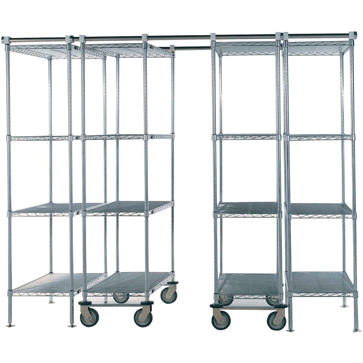 Global Industrial ST795980C 12 ft. Nexel Space-Trac 4 Unit Chrome High Density Shelving, Silver - 36 x 24 x 76 in.