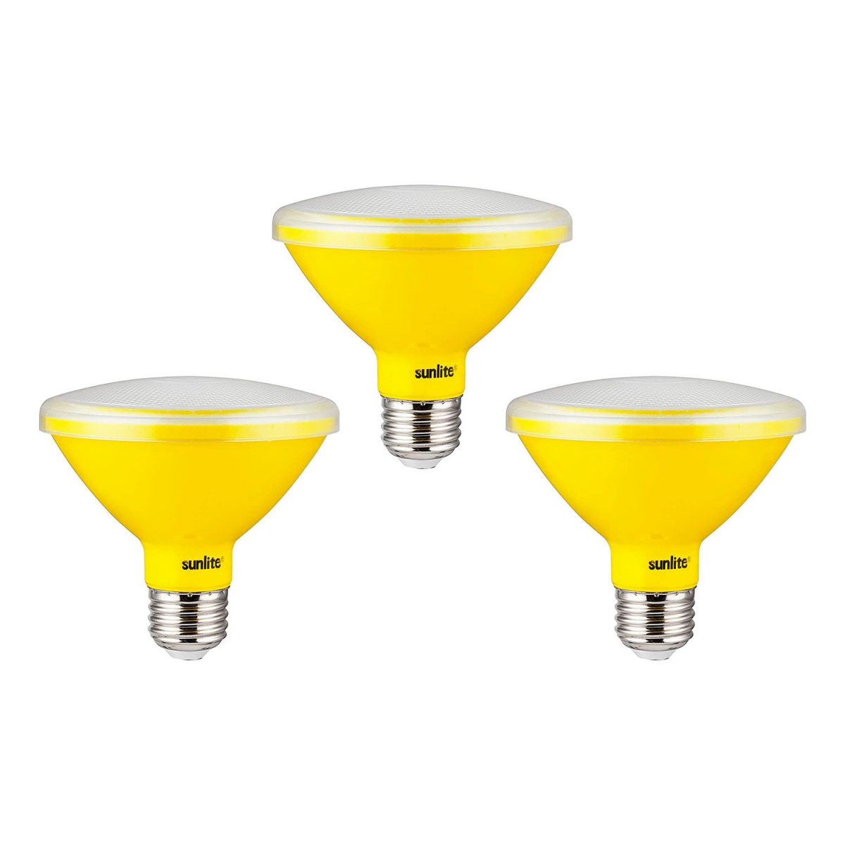 B3167020 Sunlite LED PAR30 Short Neck Colored Recessed Light Bulb - E26 Base - 8W - Yellow - Pack of 3