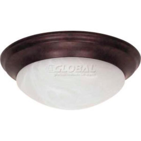 B1297239 Nuvo 60-281 - 2 Light-Ceiling-Flush Mount with Alabaster Glass - Old Bronze - 14 x 5.5 in.
