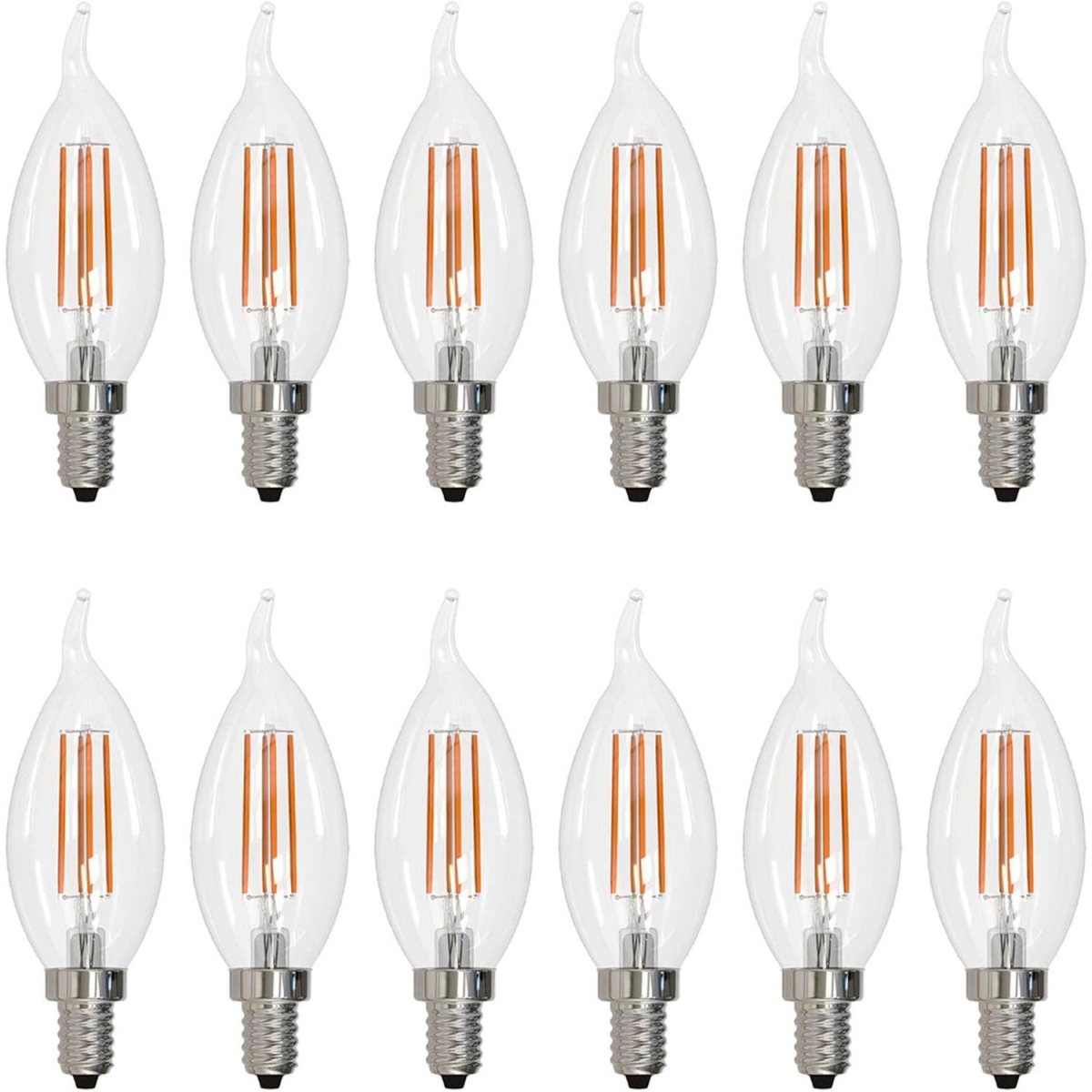 B3167043 Sunlite LED CA11 Chandelier Light Bulb - E12 Base - 5.5W - 600 Lumens - 30K - Warm White - Pack of 12
