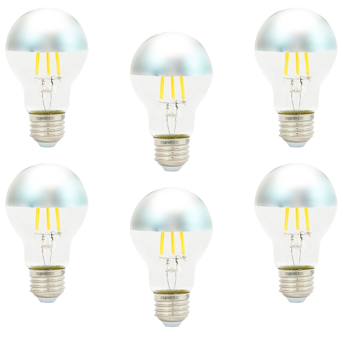B3166883 Sunlite LED A19 Filament Light Bulb - E26 Base - 6W - 600 Lumens - 2700K - Soft White - Pack of 6
