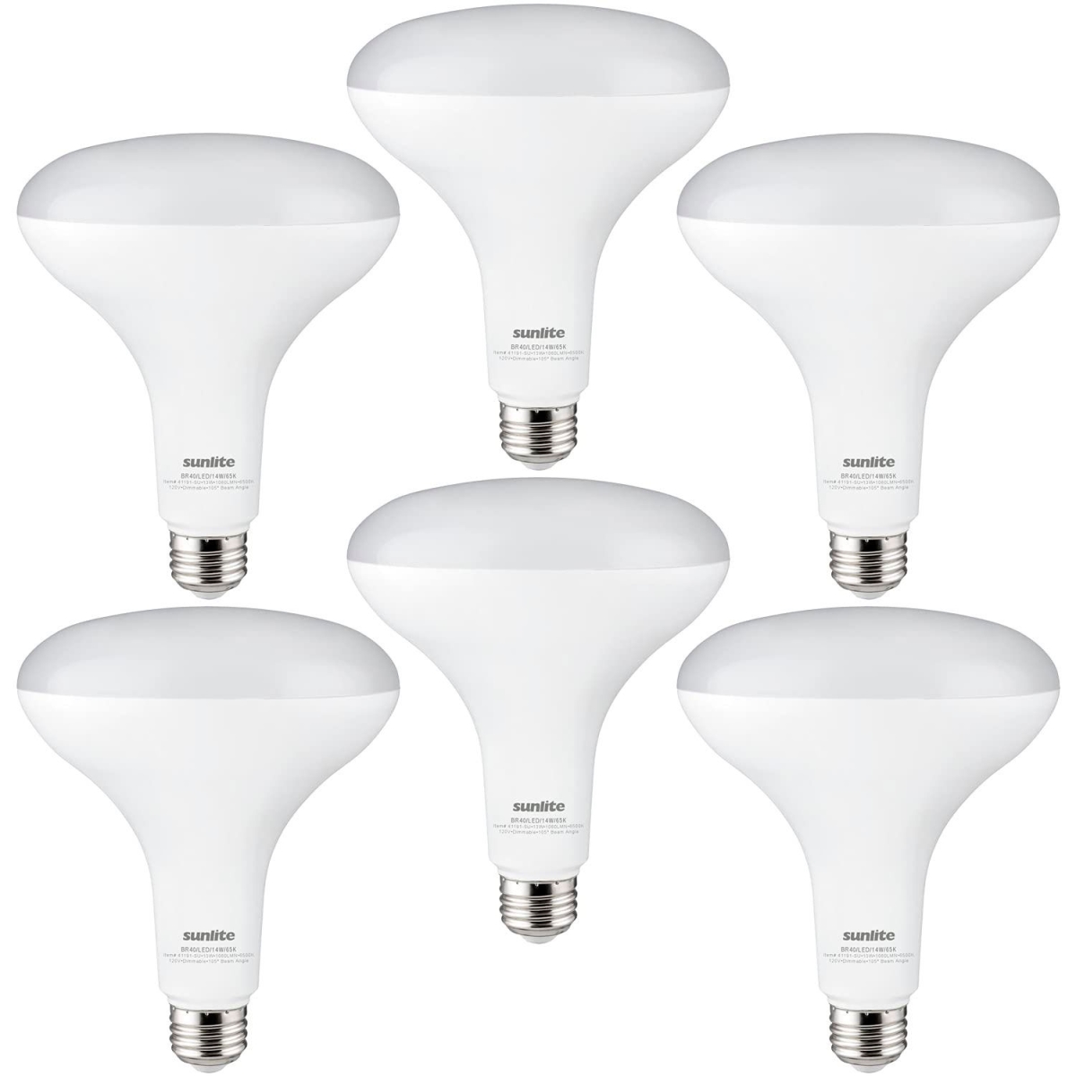 B3167101 Sunlite LED BR40 Recessed Light Bulb - E26 Base - 14W - 1100 Lumens - 6500K - Daylight - Pack of 6 -  Sunshine Lighting