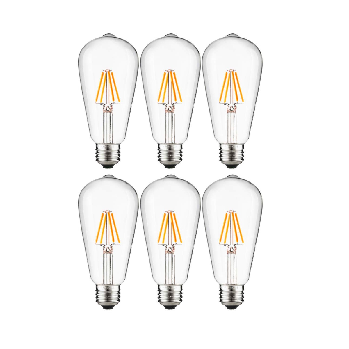 LED ST19 Edison Bulb - Warm White - E26 Base - 4.5W - Pack of 6 - Dimmable
