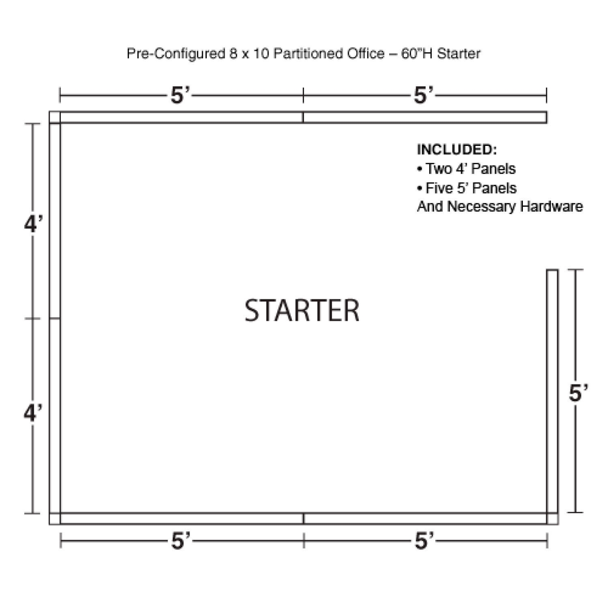 Picture of Global Industrial 1953717 Interion Pre-Configured Partitioned Office Cubicle Starter Kit - 8 ft. x 10 ft. x 60 in. - Blue