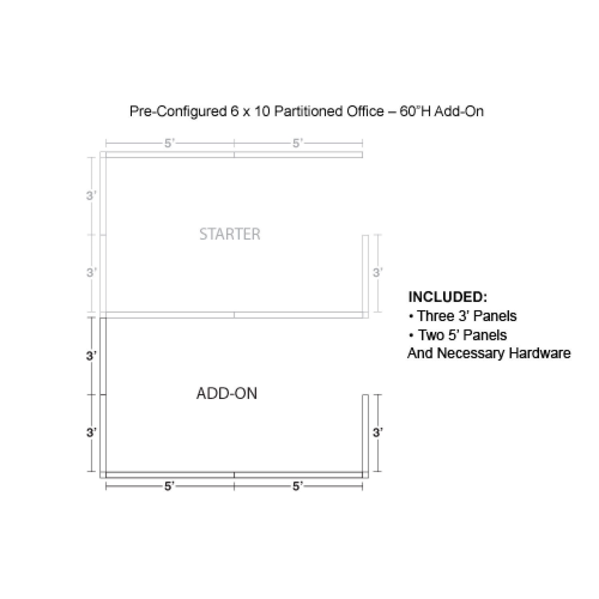 Picture of Global Industrial 1959317 Pre-Configured Office Cubicle - Add-On Kit&#44; Blue - 6 x 10 ft. x 60 in.