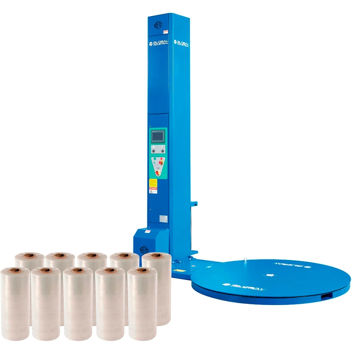 Global Industrial 238508B Stretch Wrap Machine - 112 in. Wrap Height - 10 Free Rolls - Blue