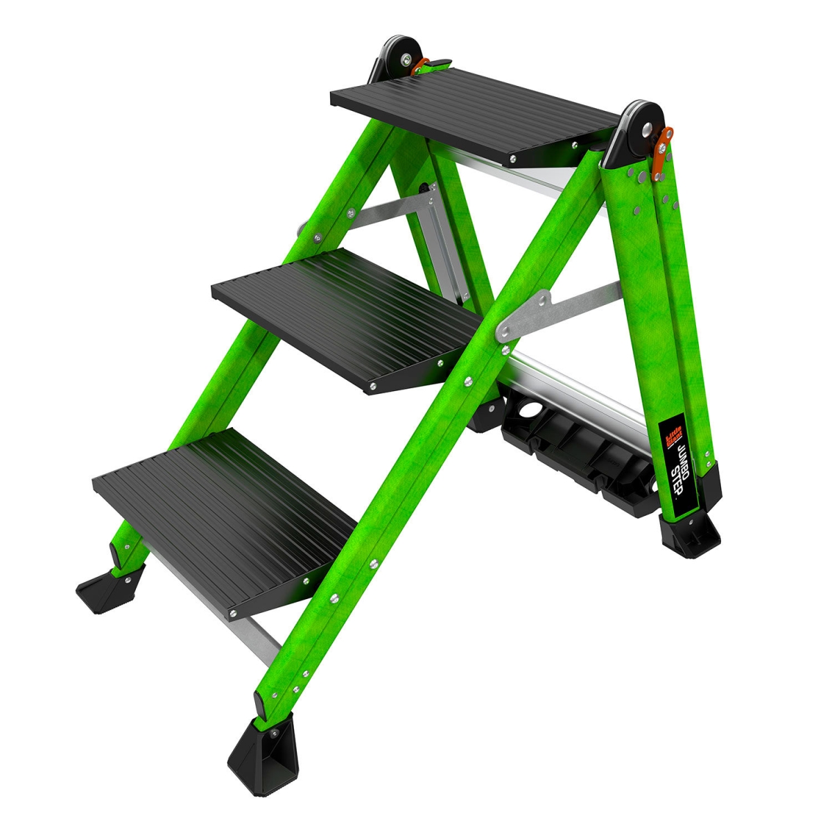 B3145014 Jumbo Step 3 Step Stool with Handrail - 4 x 21 x 26 in. - Green