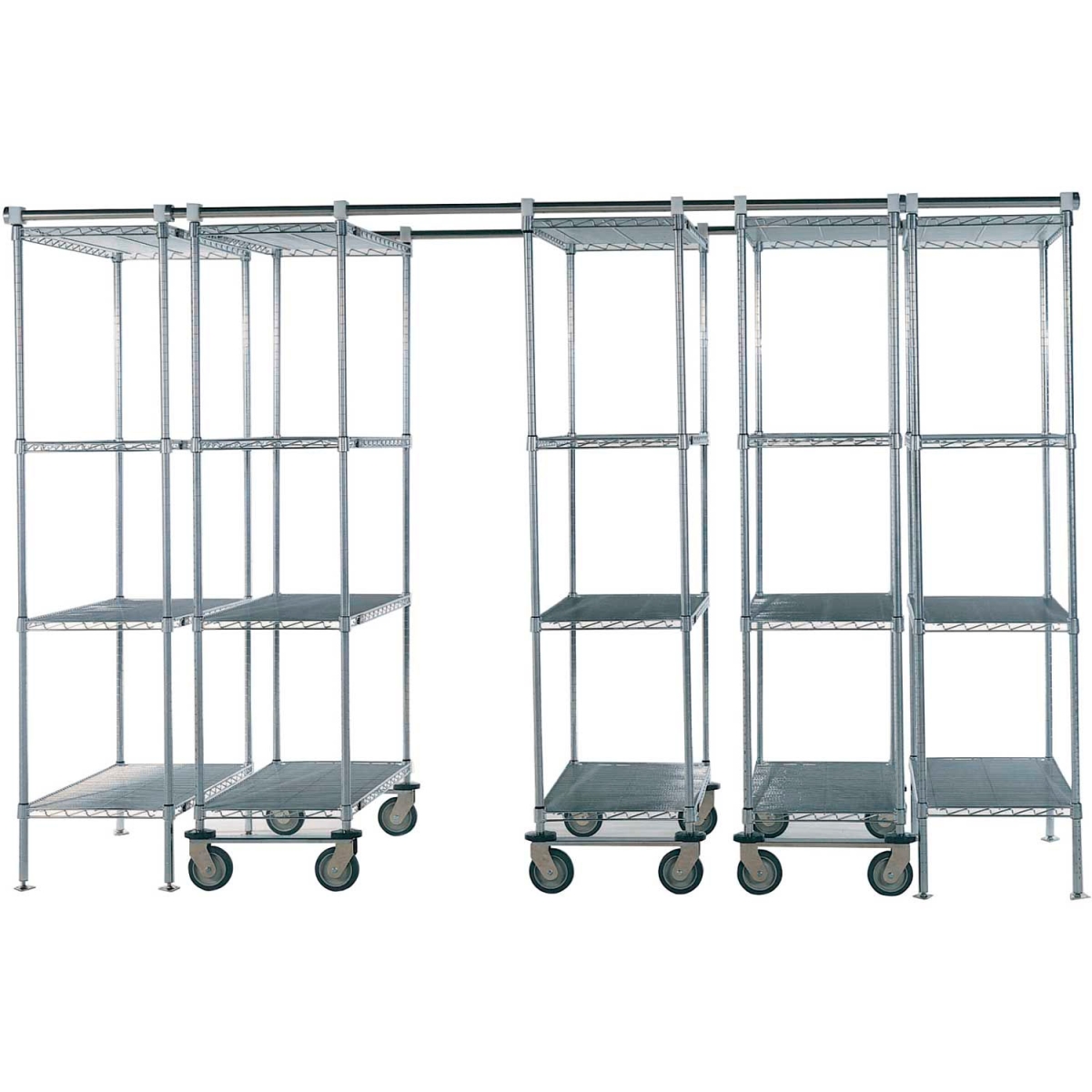Global Industrial ST795978C 12 ft. Nexel Space-Trac 5 Unit Chrome High Density Shelving, Silver - 36 x 21 x 76 in.