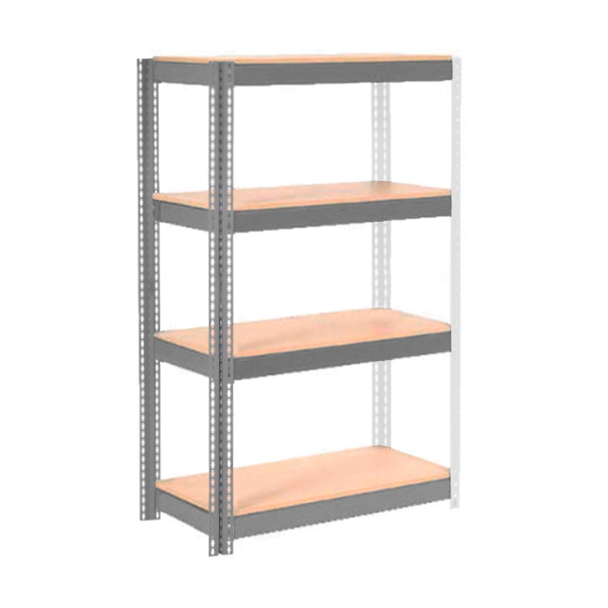 Global Industrial UABD12486W4 4 Shelf Heavy Duty Boltless Shelving Add On - Wood Deck, Gray - 48 x 12 x 60 in.