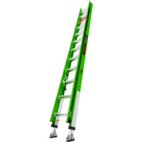 B3145044 Hyperlite Extension Ladder with Adjustable Pole Strap & Ratchet Leveler - Green - 24 ft. Type IAA