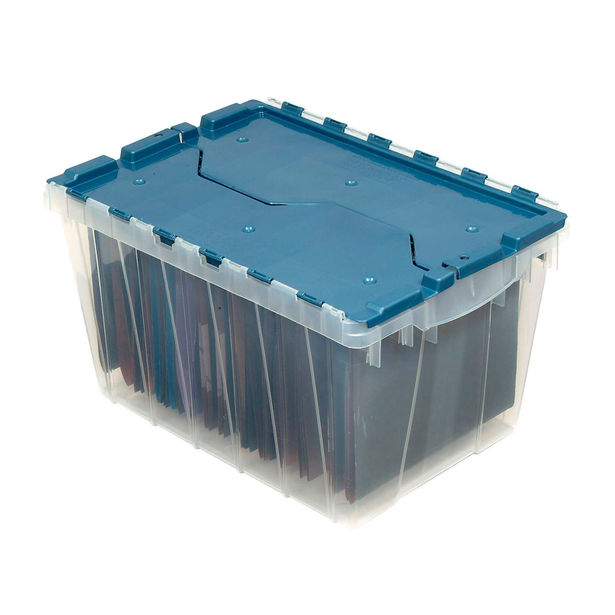 Picture of Global Industrial 506151A Akro-Mils Keep Box Plastic Container with File Rails - 21.5 x 15 x 12.5 in. - Clear