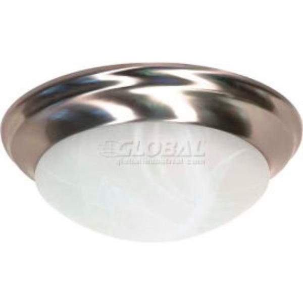 B1297244 Nuvo 60-284 - 2 Light-Ceiling-Flush Mount with Alabaster Glass - Brushed Nickel - 14 x 5.5 in.