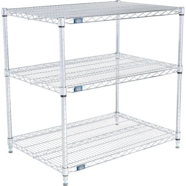 Global Industrial 24363C3 Nexel 3 Shelf Chrome Wire Shelving Unit Starter, Chrome - 36 x 24 x 34 in.