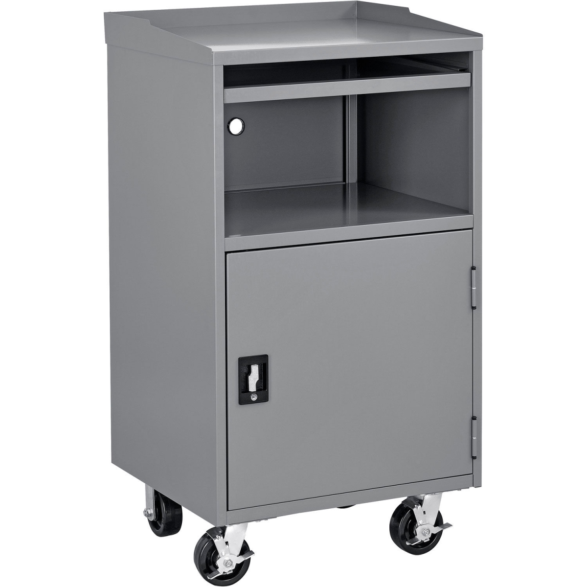 Global Industrial 694561GYA Mobile Computer Workstation - Dark Gray - Assembled