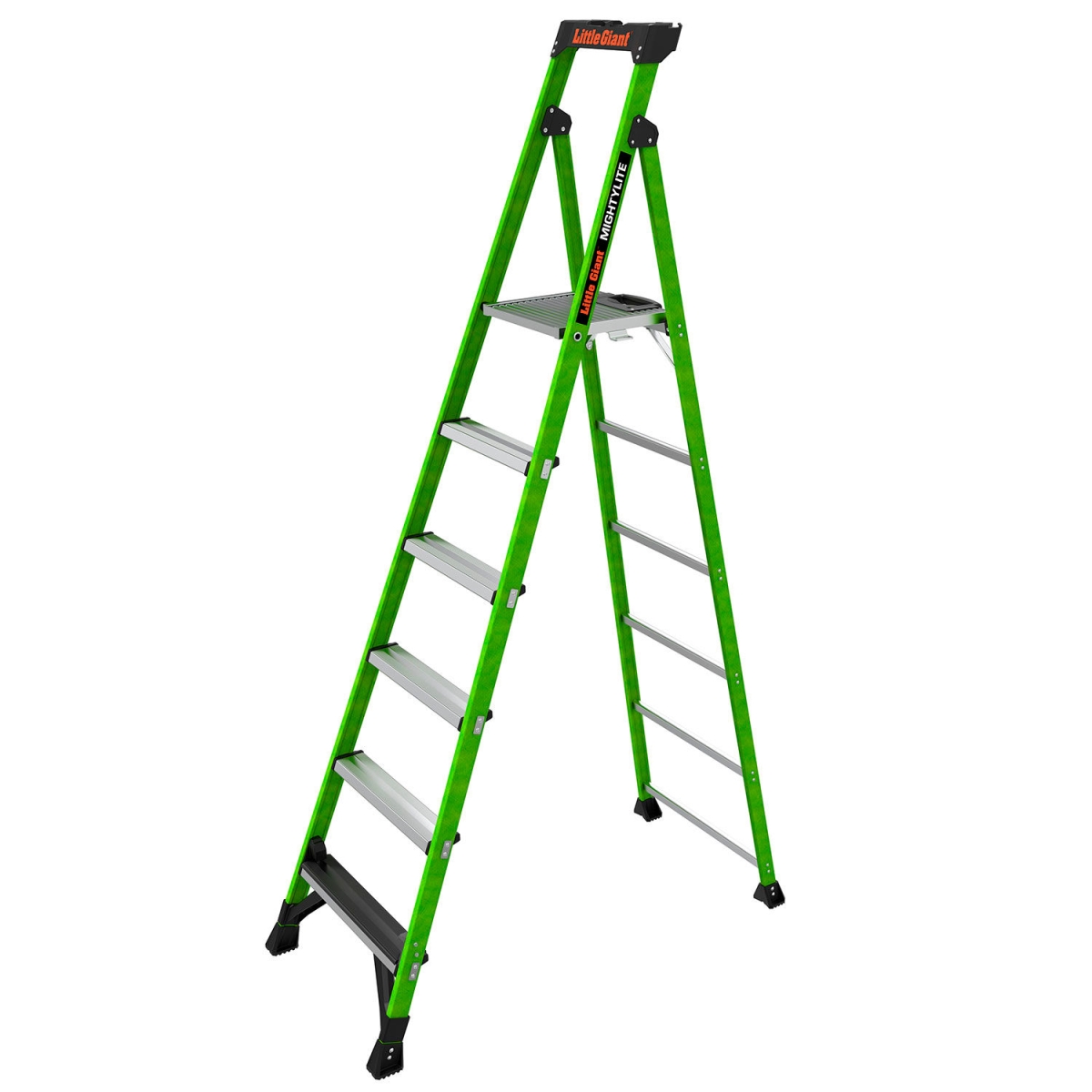 B3145169 MightyLite Step Ladder with Ground Cue - 8 ft. Type IAA - 6 Step - Green - 375 lbs