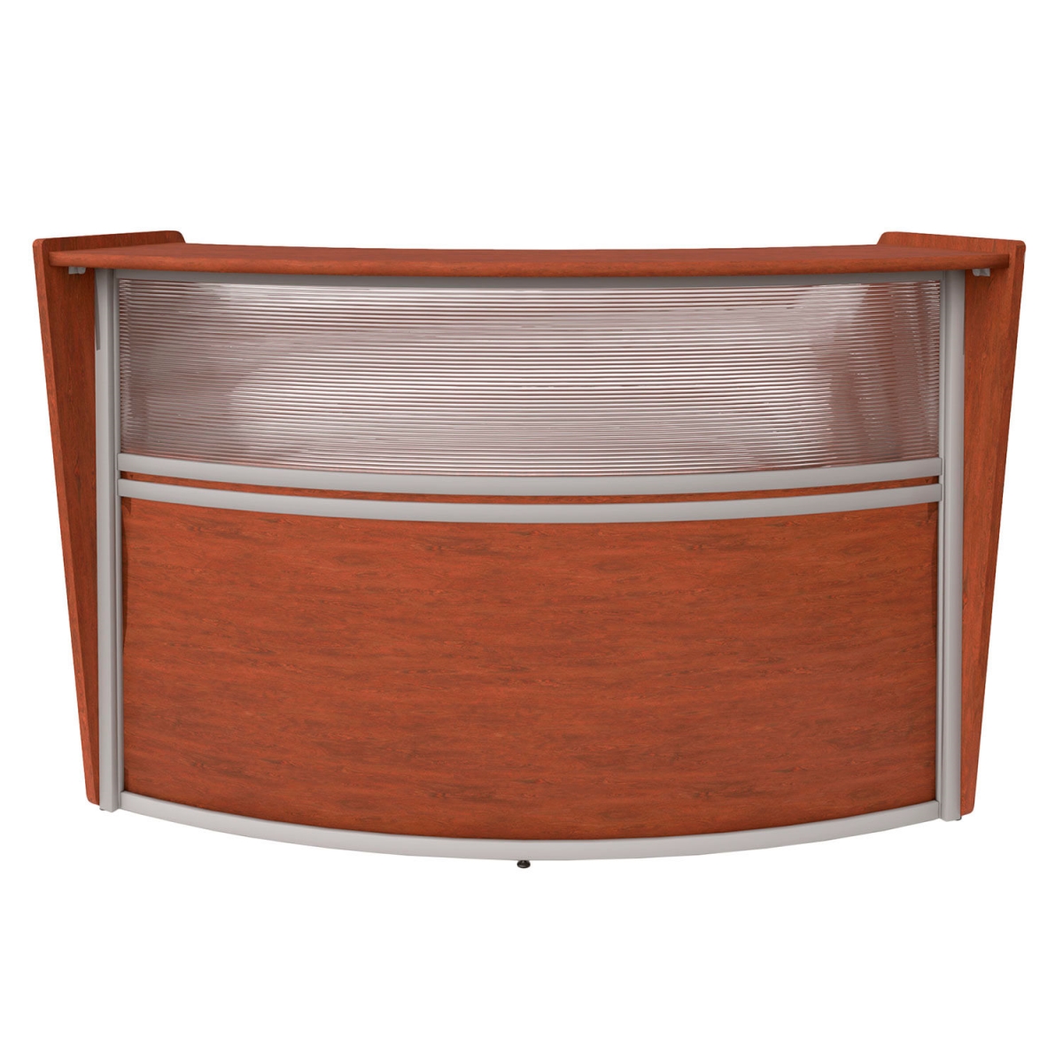 Picture of Regency Seating B3177640 Marque Plexi Single Unit Reception Curved Desk Workstation - 72 x 32 x 45.5 in. - Cherry