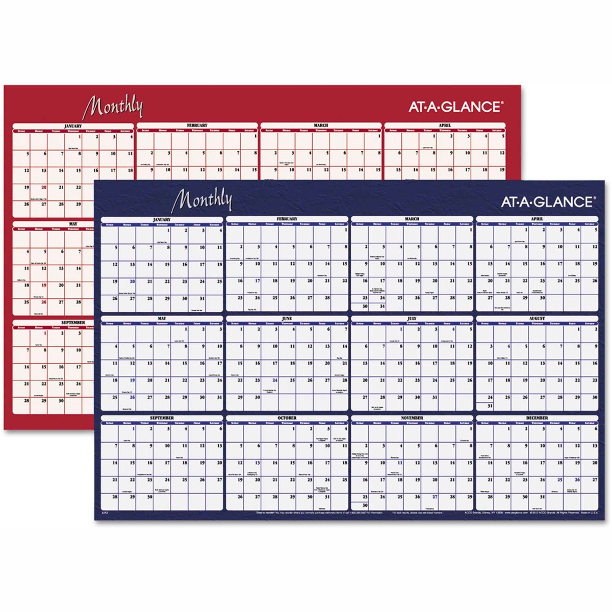 B1599653 Reversible Horizontal Erasable Wall Planner - 48 x 32 in. - January to December - 2025