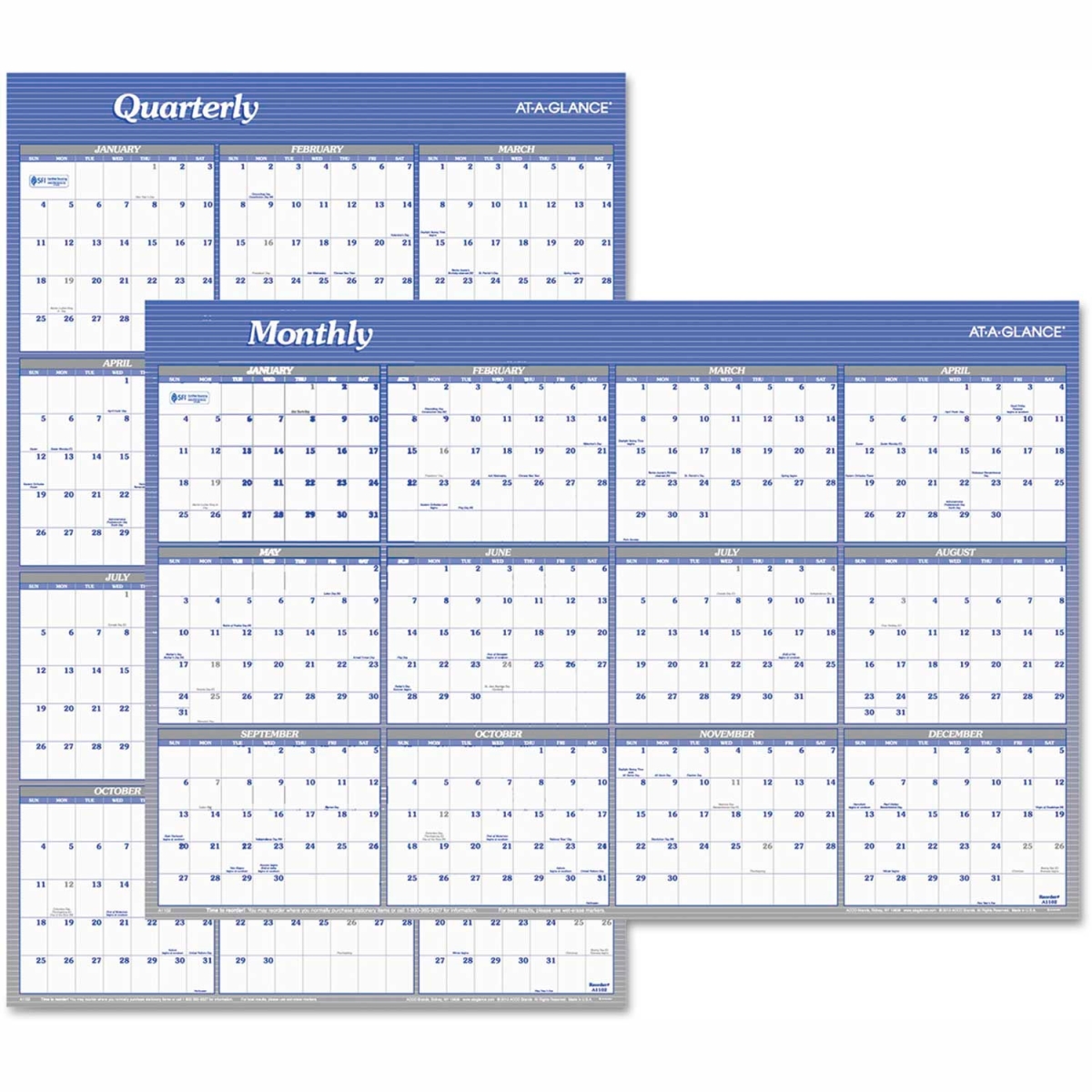 B1601743 Vertical & Horizontal Erasable Quarterly & Monthly Wall Planner - 24 x 36 in. - 2025