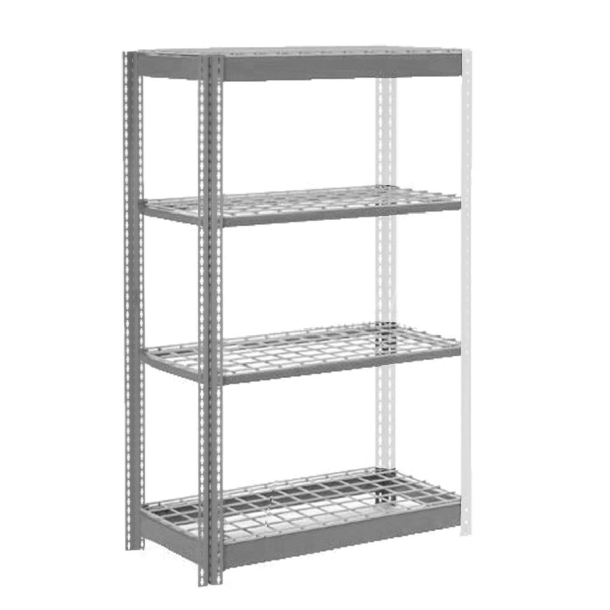 Global Industrial UABS18486R4 4 Shelf Heavy Duty Boltless Shelving Add On - Wire Deck, Gray - 48 x 18 x 60 in.