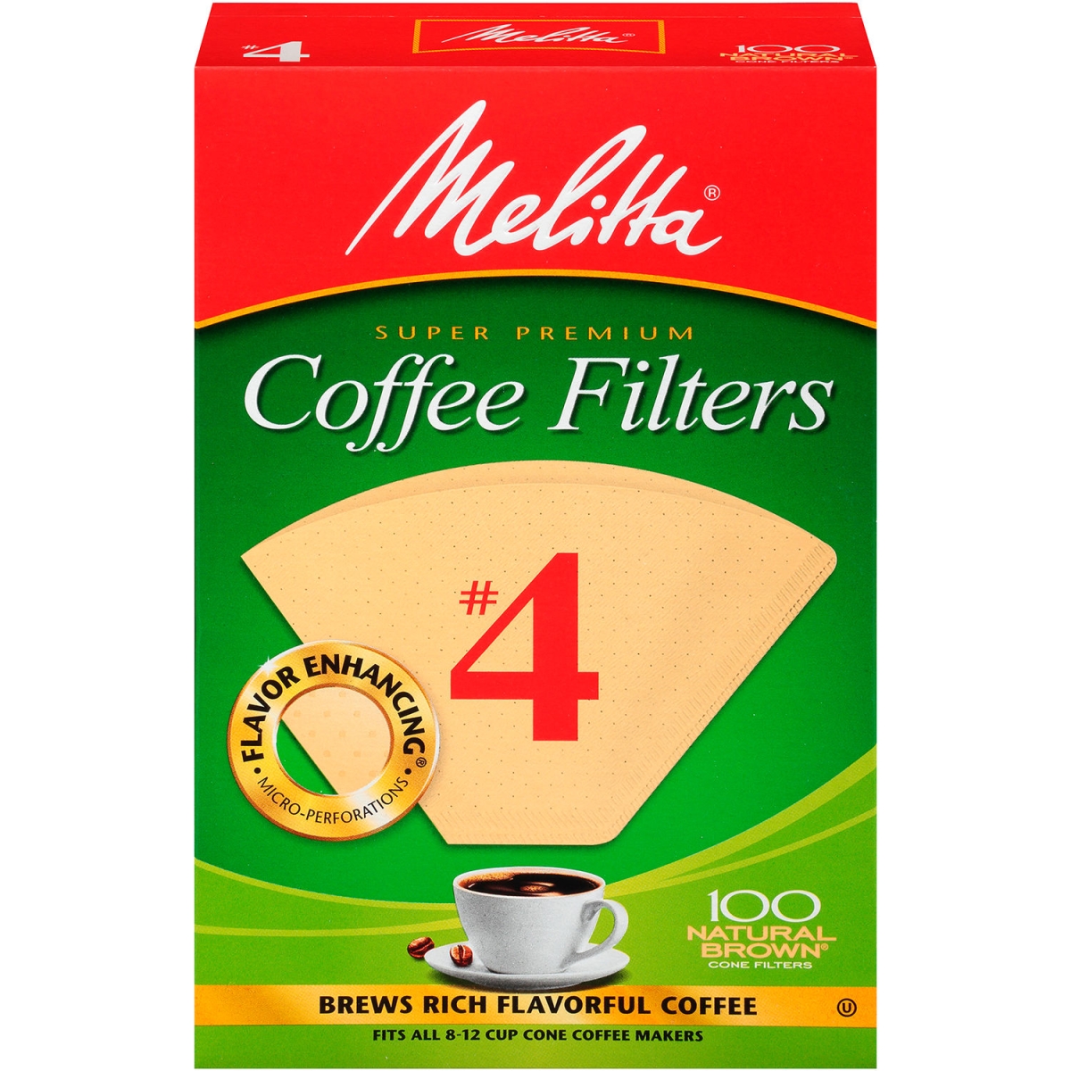 Picture of Green Rabbit Holdings B2946072 Melitta Coffee Filters No. 4 - White - 100 Count - Pack of 3