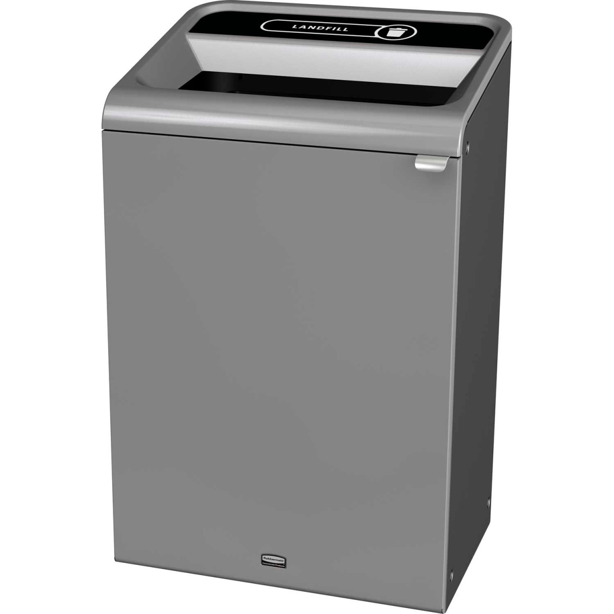 Rubbermaid Commercial Products B2264110 Configure Decorative Steel Trash Can - Landfill Lid - 33 gal - Gray Steni - Pack of 2