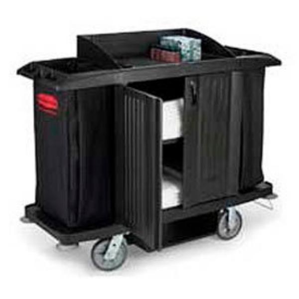 Picture of Rubbermaid Commercial Products B54625 Full Size Housekeeping Cart with Doors 6191 - Black - Pack of 2