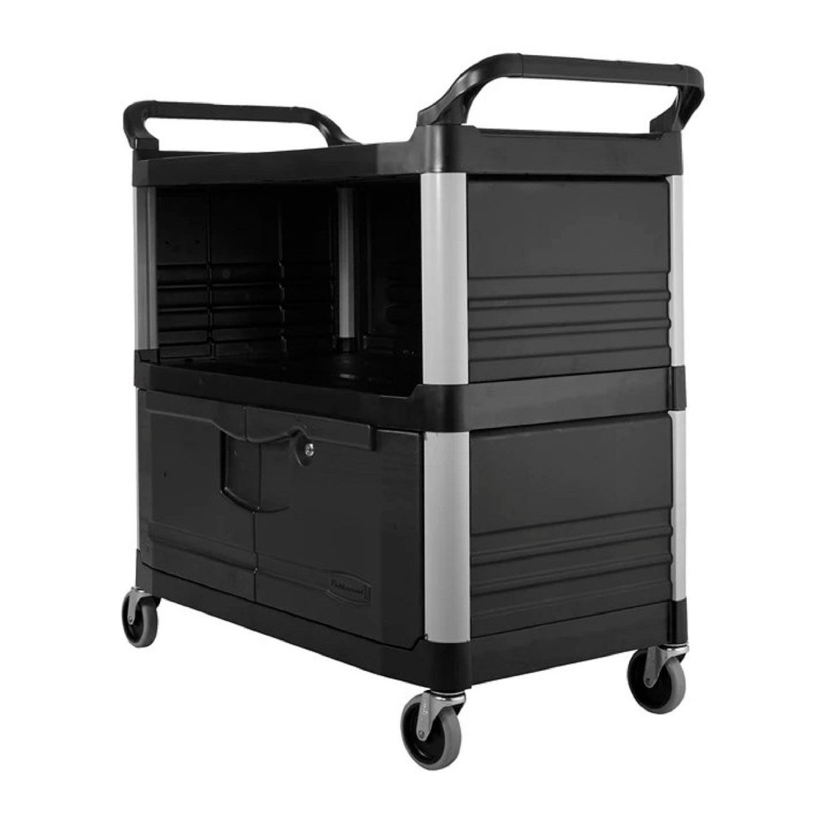 Picture of Rubbermaid Commercial Products B56121 Xtra Equipment Cart with Lockable Doors & Enclosed Sides&#44; Black - 300 lbs