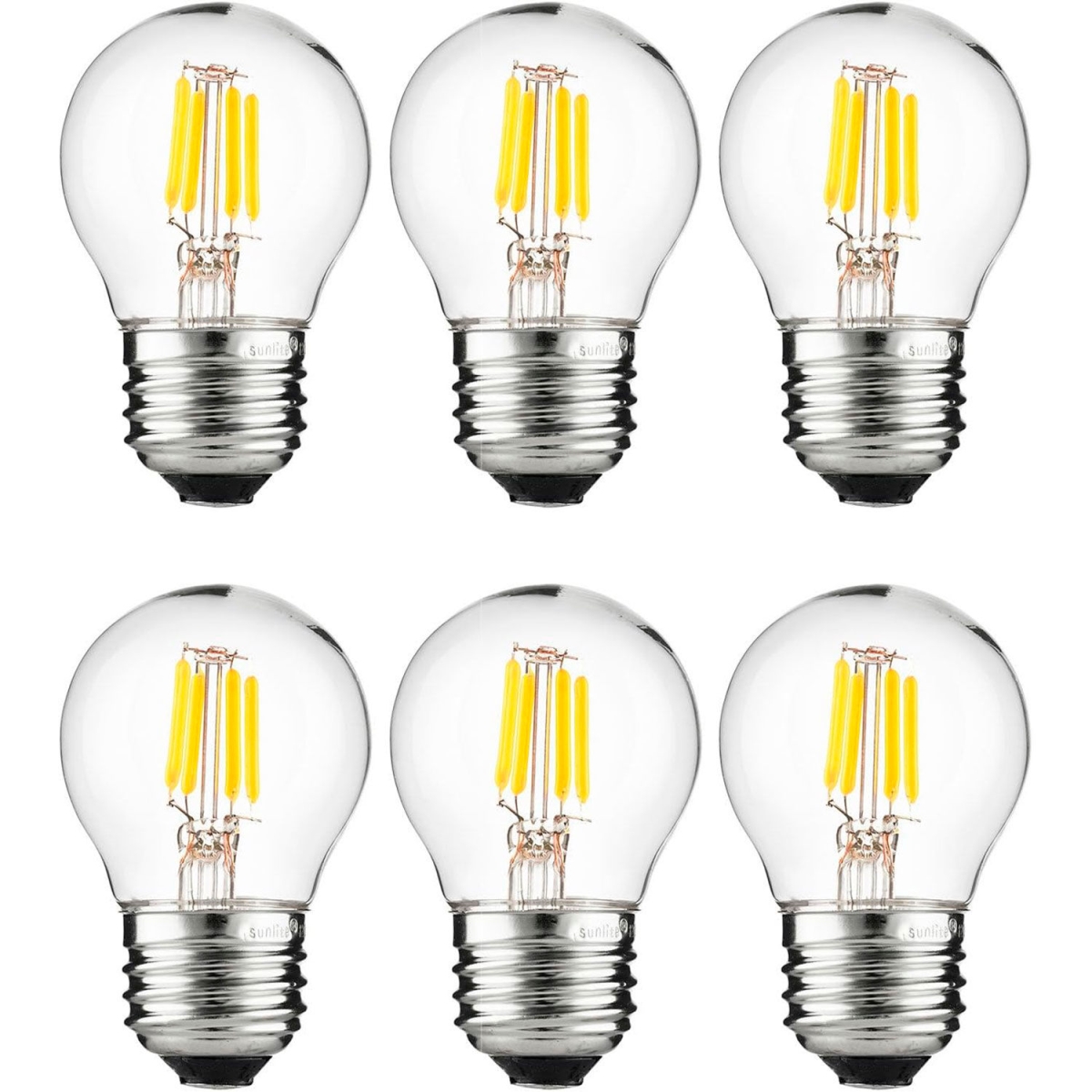 B3166913 Sunlite LED G16 Filament Globe Light Bulb - E26 Base - 3W - 250 Lumens - 2200K - Amber - Pack of 6