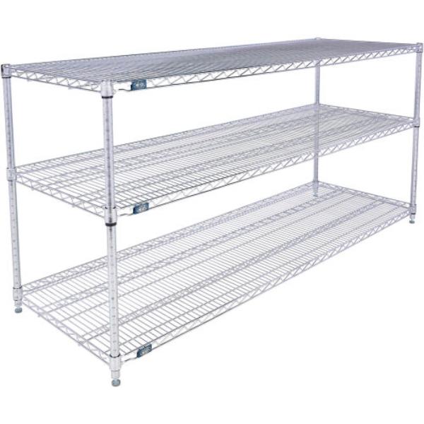 Global Industrial 12723C3 Nexel 3 Shelf Chrome Wire Shelving Unit Starter, Chrome - 72 x 12 x 34 in.