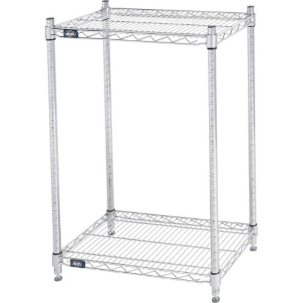 Global Industrial 18243C2 Nexel 2 Shelf Chrome Wire Shelving Unit Starter, Chrome - 24 x 18 x 34 in.