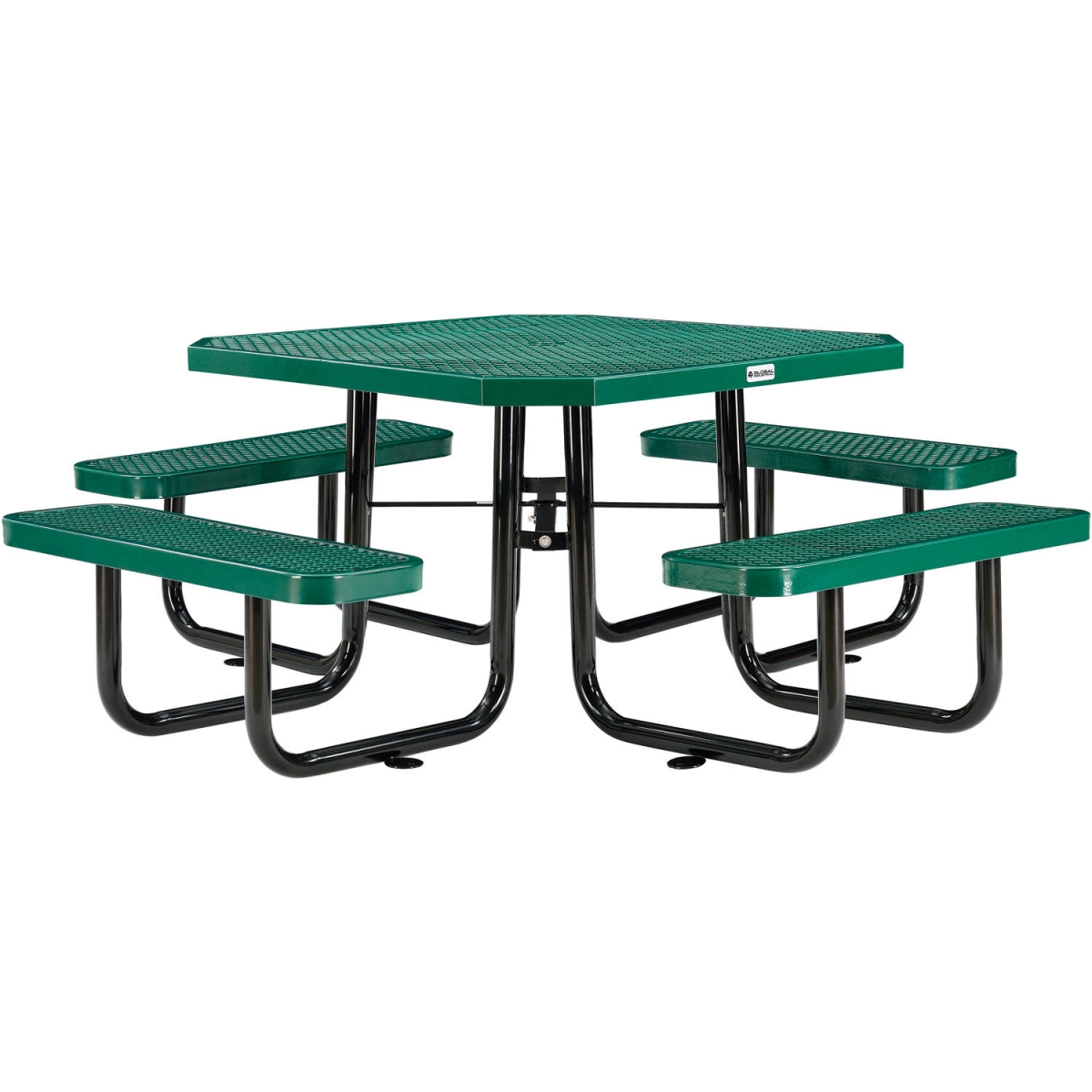 Global Industrial 436982GN 46 in. Octagonal Picnic Table - Expanded Metal - Green