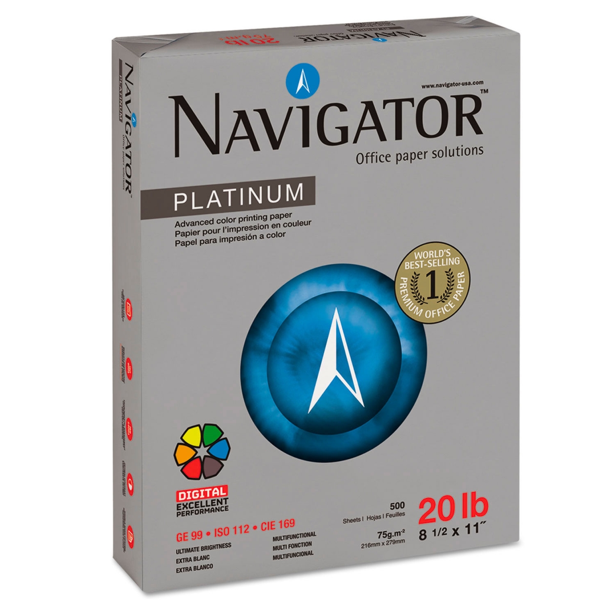 B809007 Navigator Platinum Paper - White - 8.5 x 11 in. - 5000 Sheets - 20 lbs